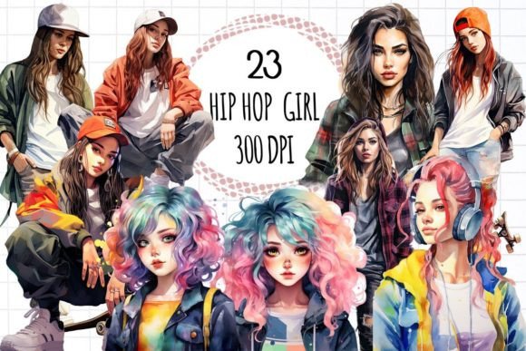 90s Hip Hop Girl Illustrations: Clipart Review