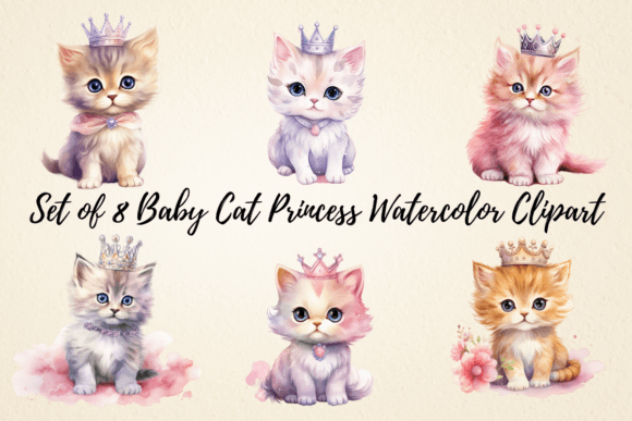 Baby Cat Princess Watercolor Clipart Illustrations Review