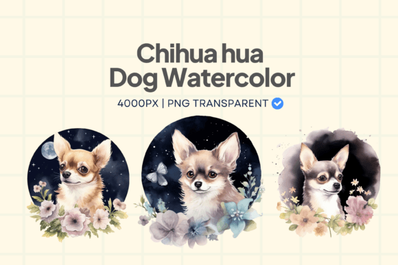 Charming Chihuahua Dog Watercolor Element PNG for Local Brand Illustrations