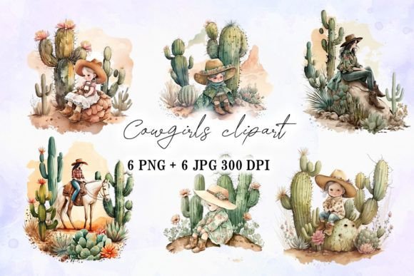 Cowgirl with Cactus Desert Watercolor: A Rustic Western Illustration for Branding and Creative Projects