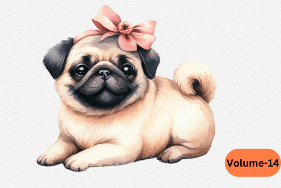 Cute Pug Dog Watercolor Clipart for Branding & Marketing Illustrations