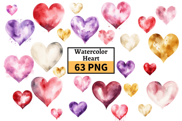 Elegant Watercolor Valentine Heart Illustrations for Local Brand Romance