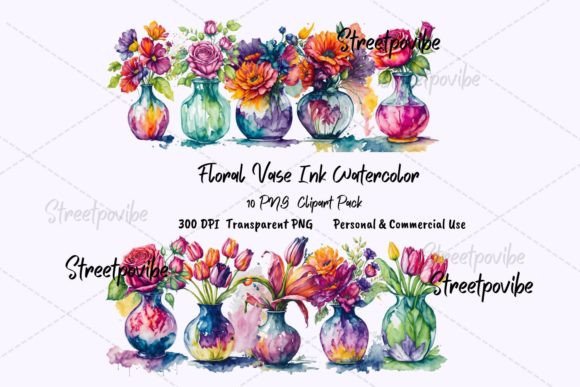 Flower Vase Alcohol Ink Watercolor PNG Review