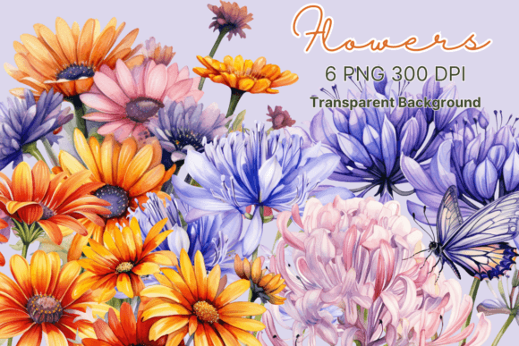 Flowers Watercolor Sublimation Clipart for Crafters & Handmade Sellers