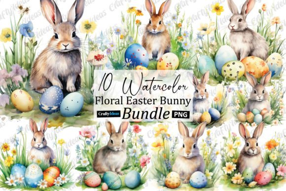 h1Watercolor Floral Easter Bunny Clipart for Branding and Marketing Illustrations/h1