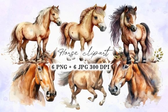 Horse Watercolor Art Drawing Set: A Soft, Rustic Touch for Local Branding and Packaging