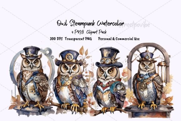 Reviewing Owl Cyberpunk Watercolor Cliparts PNGs for Modern Branding and Marketing