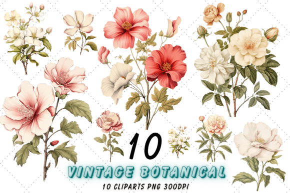 Vintage Botanical Flowers Clipart Set Review
