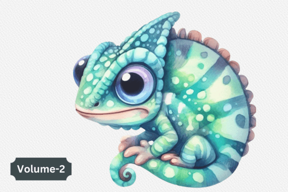 Watercolor Chameleon Clipart Volume –2 for Creative Sellers