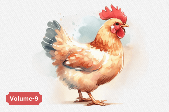 Watercolor Chicken Clipart Volume –9: Handmade Charm for Local Brand Illustrations