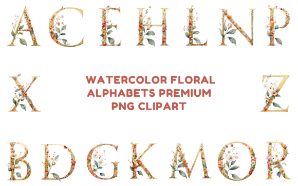 Watercolor Floral Alphabets PNG Clipart: Illustrations Review