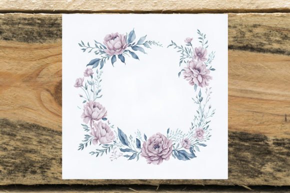 Watercolor Floral Frame Square Shape Illustrations