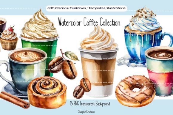 Watercolor Flowers and Coffee PNG Bundle: Illustrations Review