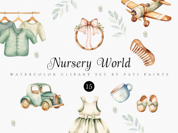 Watercolor Nursery Boho Illustrations for Editorial Design
