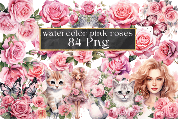 Watercolor Pink Roses PNG Sublimation for Crafters & Etsy Sellers