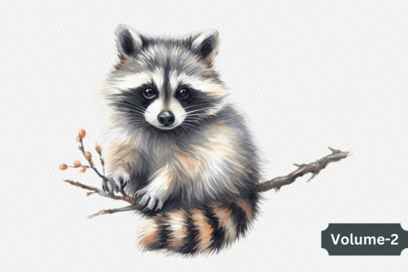 Watercolor Raccoon Clipart PNG for Illustrations & Digital Product Sellers