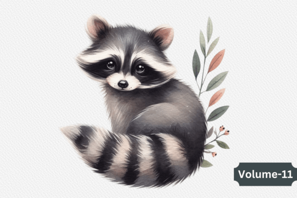 Watercolor Raccoon Clipart PNG Vol –11: Illustrations for Lifestyle Blogging and Content Design