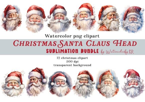 Watercolor Santa Claus Head Bundle Review