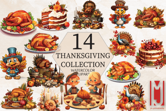 Watercolor Thanksgiving Collection Art: Festive Illustrations for Seasonal Branding