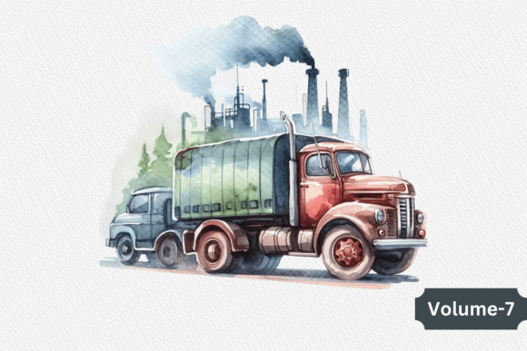 Watercolor Truck Clipart Volume –7: A Fresh Illustration Bundle for Casual Branding