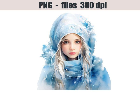 Winter Girl Watercolor Clipart for Crafting & Handmade Business Use